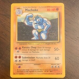 Pokemon Machoke Card - Blue and Orange